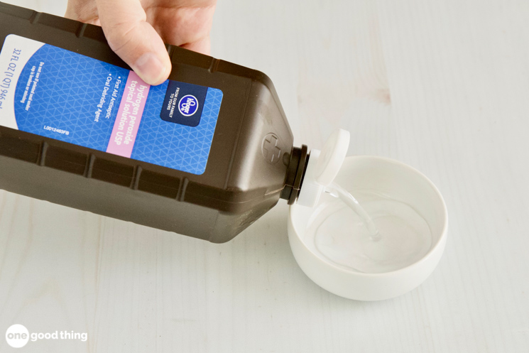 How to get oil stains out of clothing. One ingredient in my oil stain remover is hydrogen peroxide.
